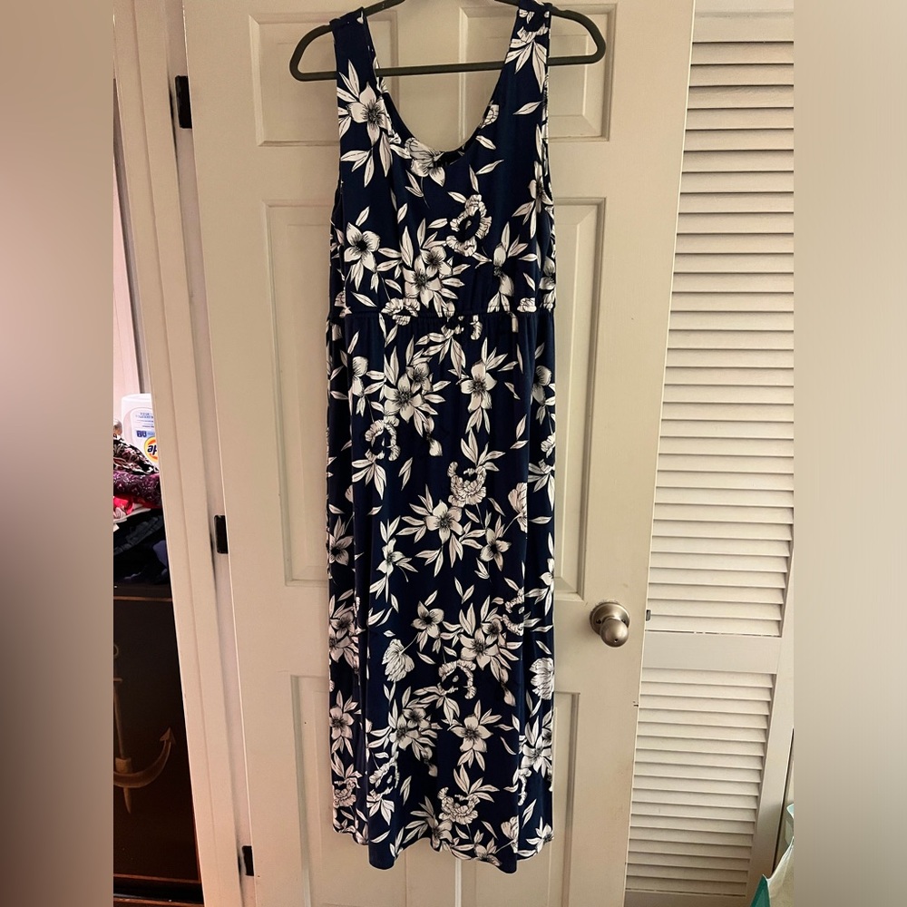 Nicole Miller Blue and White Scoop Neck Sundress